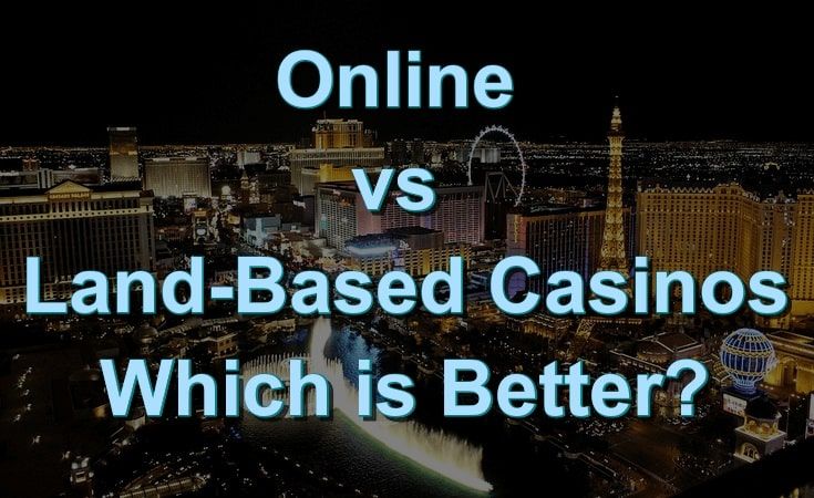 Online casino or land-based casino which is better? - text on Las Vegas background